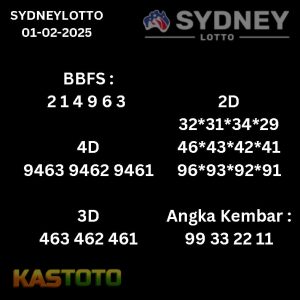 prediksi Sydneylotto tanggal 01-02- 2025