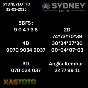 prediksi Sydneylotto tanggal 12-01- 2025