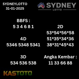 prediksi Sydneylotto tanggal 31-01- 2025