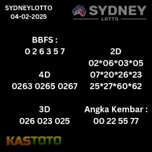 prediksi Sydneylotto tanggal 04-02- 2025